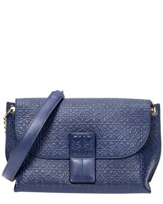 Loewe Blue Anagram Embossed Leather Anagram Avenue Crossbody (Authentic Pre- Loved)