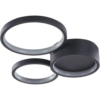 Beliani Lampada da soffitto LED a 3 luci plafoniera ad anello integrate metallo rotondo nero Agnat