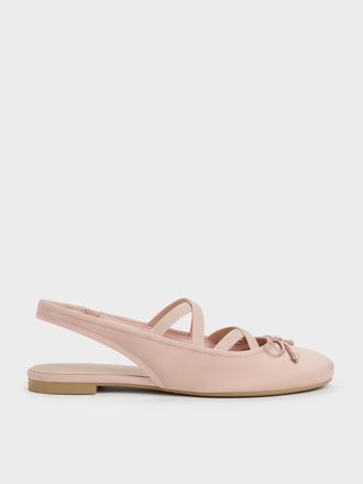 Charles & Keith Satin Crossover Slingback Ballet Flats