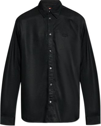 Diesel S-Simply-C Shirt - Heren - Casual Overhemden - Zwart - L - Satijn - Overhemden