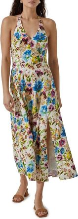 ASTR the Label Floral Print Halter Dress in Cream Multi Floral at Nordstrom, Size X-Large