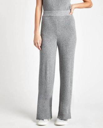 Splendid Ophelia Wide Leg Sweater Pants In Mid Heather Grey