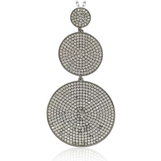 Suzy Levian Blackened Sterling Silver Cubic Zirconia Graduating Circle Pendant