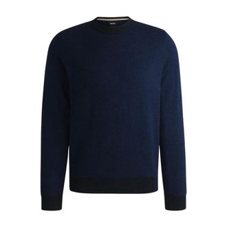 HUGO BOSS Hugo, Round-neck Knitwear, male, Blue, Size: XL Round-neck Knitwear
