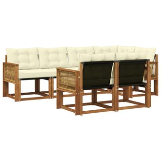 vidaXL Conjunto De Sof&aacute;s De Exterior Con Coj&iacute;n 7 Pcs Natural Y Crema Vidaxl