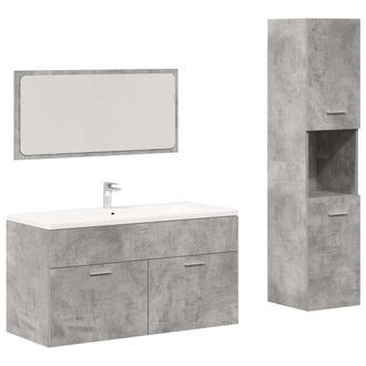 vidaXL Vidaxl Set Mobili Da Bagno 3 Pz Grigio Cemento In Legno