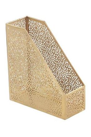 CosmoLiving by Cosmopolitan Goldtone Metal Glam Magazine Holder with Laser Carved Floral Design at Nordstrom Rack
