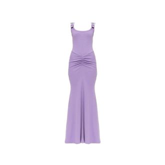 Versace Jeans Couture Lange Jurk Met Decoratieve Gespen Op De Bandjes - Dames - Maxi kleedjes - Paars - S - Kleedjes