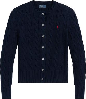 Ralph Lauren Navy Blue Crewneck Logo Cardigan