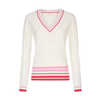 Liu Jo V-neck Knitwear, female, White, Size: XL V-neck Sweater