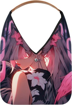 Generic Flamingo Girl Reusable Lightweight Grocery Bags - Foldable Into Compact Pouch, Washable & Sturdy, Multipurpose for Shopping and Travel