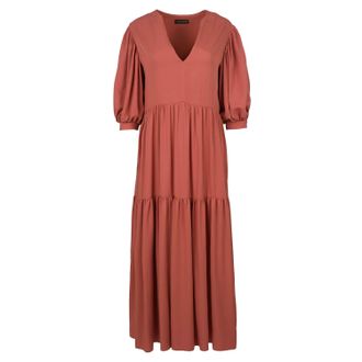 Móveis Conquista Terracotta V Hals Maxi Jurk