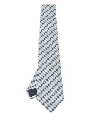 Herm&egrave;s jacquard patterned tie - women - Silk - One Size - Blue