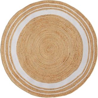 Rendez-Vous Déco Alfombra redonda de yute y natural con borde blanco D150 cm