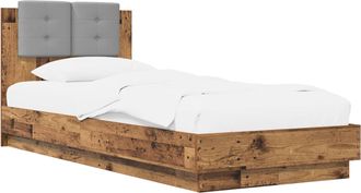 vidaXL Estructura De Cama Con Cabecero Madera Envejecida 80 X 200 Cm Vidaxl