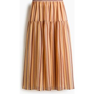 H&M Gathered Skirt in Beige/striped at Nordstrom, Size 10