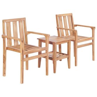 vidaXL Juego De Mesa Y Sillas De Jard&iacute;n 3 Piezas Madera De Teca Maciza Vidaxl