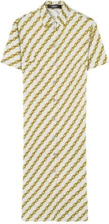 Versace Chain Stripes Midi Shirt Dress, Brand Size 42 ( US Size 6 )