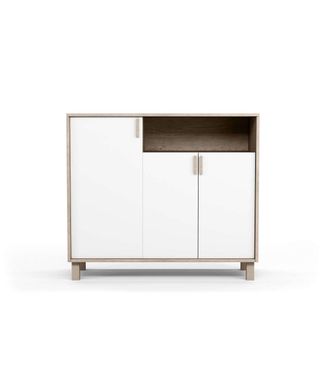HERDASA Herdasa - Recibidor Zapatero 3 Puertas Modelo 520 Acabado Roble Claro/blanco. 88 Cm (alto) X 100 Cm (ancho) X 37 Cm (prof.)