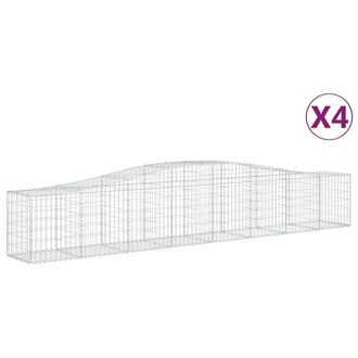 Berkfield Home Arched Gabion Baskets 4 pcs 400x50x60/80 cm Galvanised Iron in Silver