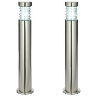 Loops 2 PACK Outdoor IP44 Bollard Light Marine Grade Steel Lamp Post Garden Driveway in Metallics