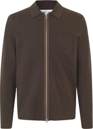 Sams&oslash;e & Sams&oslash;e Gebreid Vest met Ritssluiting - Heren - Vesten - Bruin - S - Truien & Vesten
