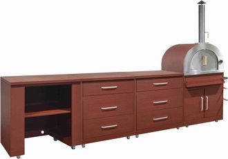 Oviala Cocina exterior de 4 piezas con horno de pizza de ladrillo