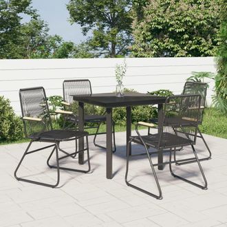 Berkfield Home 5 Piece Garden Dining Set Black PVC Rattan