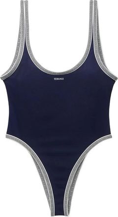 Versace Badpak uit &eacute;&eacute;n stuk - Dames - Badkleding - Blauw - Maat: L Leer