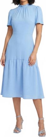 Maggy London Ruffle Mock Neck Midi Dress In Hyd Lt Blue
