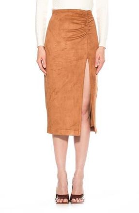 Alexia Admor Zayla Faux Suede Pencil Skirt in Camel at Nordstrom Rack, Size Large