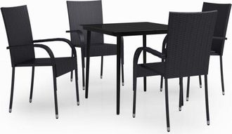 vidaXL Juego De Comedor Para Jard&iacute;n 5 Piezas Negro Vidaxl