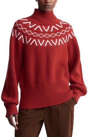 Varley Marcie Fair Isle Mock Neck Sweater in Red Dahlia at Nordstrom Rack, Size Large