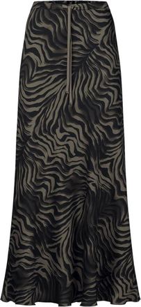 Riani Satijnen Rok met Zebraprint - Dames - Midirokken - Grijs - S - Satijn - Rokken