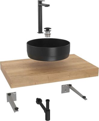 Puma Naturel - Conjunto De Ba&ntilde;o Sat Con Dolce 80x8x50 Cm, Roble Halifax Ksetdo9