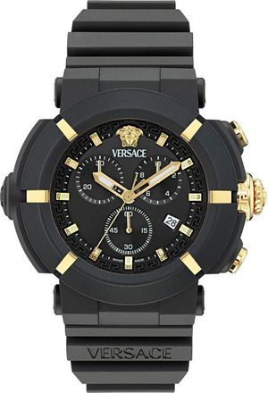 Versace Real Active Chronograph Bracelet Watch, 45mm in Black Ecoceramic at Nordstrom