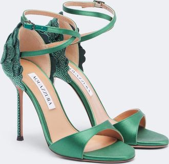 Aquazzura Sandalias Fleur Sauvage de sat&eacute;n adornadas