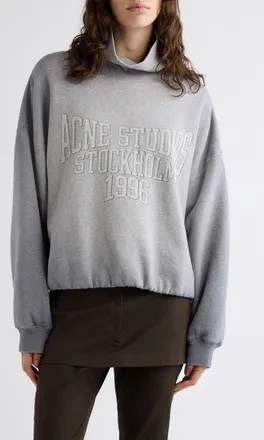Acne Studios Folma Funnel Neck Sweatshirt in Grey Melange at Nordstrom, Size X-Small