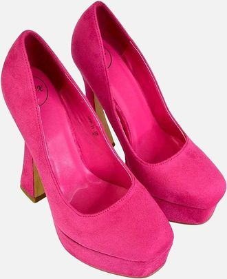 XY London Womens XY London Womens/Ladies Karlie Curved Flared High Stiletto Heel Court Shoes - Pink - Size: 6