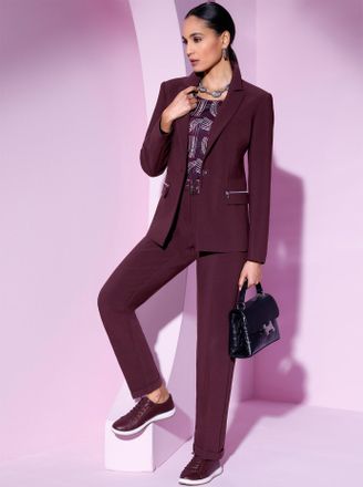 Cr&eacute;ation L Jackenblazer CREATION L Blazer, Damen, Gr. 36, rot (burgund), 63% Polyester, 33% Viskose, 4% Elasthan, Blazer Jackenblazer