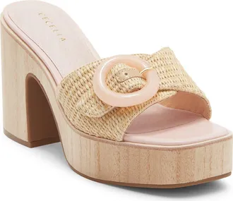 Cecelia New York Charlie Buckle Platform Slide Sandal in Pink at Nordstrom, Size 9.5