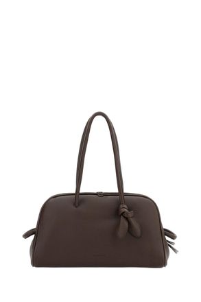 Jacquemus Hammered Leather Bowling Bag With Bow Detail