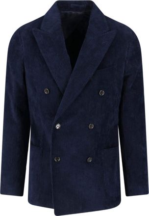 Lardini Dark Blue Corduroy Cotton Velvet Blazer