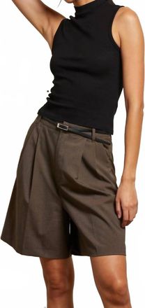 perfectwhitetee Mel Luxe Rib Mock Neck Tank Top In True Black