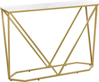 Beliani Beliani - Consola Blanco Dorado 100 X 30 Cm Mdf Efecto M&aacute;rmol Dormitorio Recibidor Hazen
