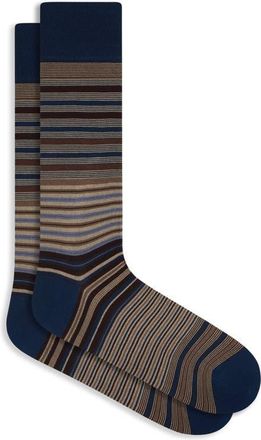 Bugatchi Stripe Cotton Blend Dress Socks in Mocha at Nordstrom, Size 10-13