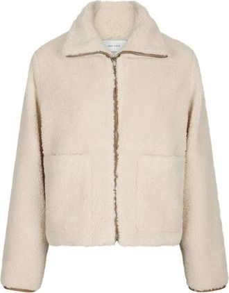 Neo Noir Ivoor Teddy Jas met Rits - Dames - Jassen - Beige - XL - Polyester - Jassen