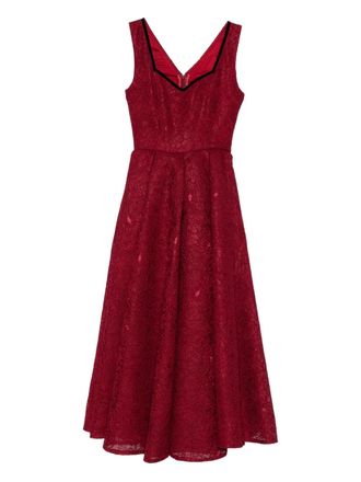 Miau by Clara Rotescu lace trim maxi dress - Red