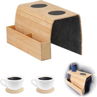 OEM Bandeja Plegable Para El Reposabrazos Con Posavasos, 2 Compartimentos, Mesa Auxiliar Para Aperitivos/mando A Distancia