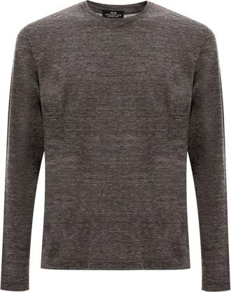 Corneliani Long Sleeve Tops, male, Gray, Size: L Grey Wool T-Shirt